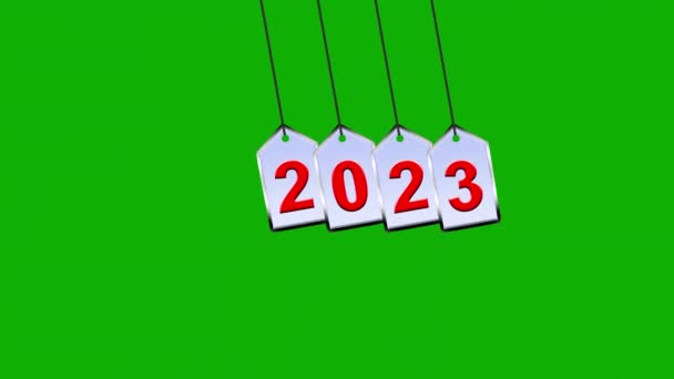 緑の画面の背景と2023年のモーショングラフィックスをスイング — ストック動画