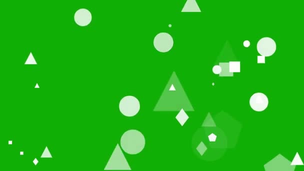 Witte Geometrische Vormen Bewegende Graphics Met Groene Achtergrond Scherm — Stockvideo