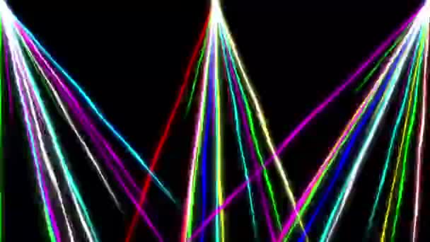 色彩斑斓的舞台灯光 背景为纯黑色 — 图库视频影像