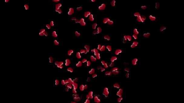浅黑色背景的红心喷泉运动图形 — 图库视频影像
