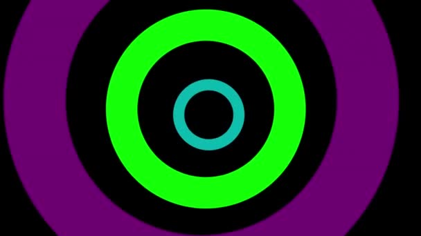 Uitbreidende Kleurrijke Cirkelvormige Golven Motion Graphics Met Effen Zwarte Achtergrond — Stockvideo