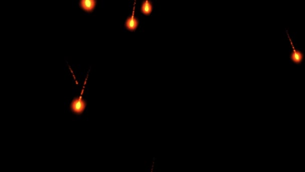 Fallende Meteore Bewegungsgrafik Mit Schlichtem Schwarzen Hintergrund — Stockvideo
