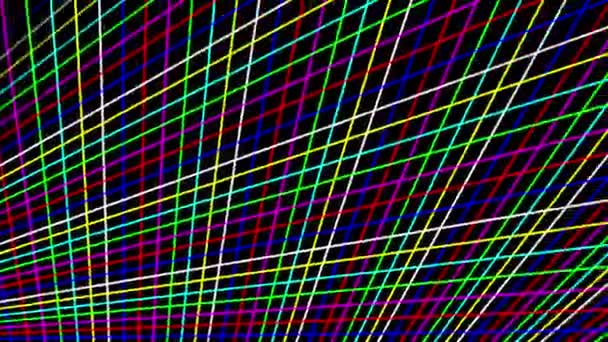 Kleurrijke Rasterlijnen Patroon Motion Graphics Met Effen Zwarte Achtergrond — Stockvideo