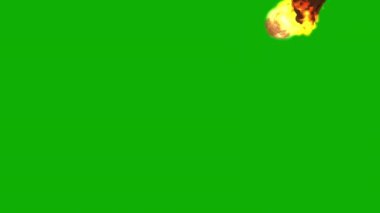 Yeşil ekran arka planına sahip düşen meteor hareketi grafikleri