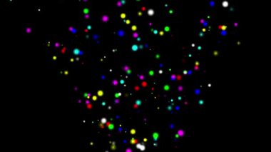 Renkli sim parçacıkları düz siyah arkaplan ile fıskiyeli hareket grafikleri