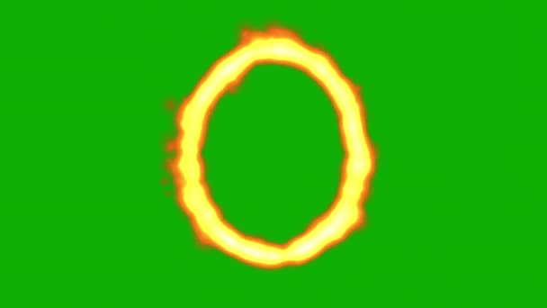 Spinning Fire Energy Circle Motion Graphics Green Screen Background — Stock Video
