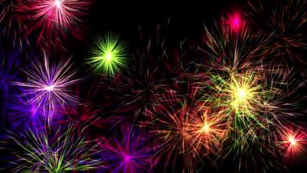 Colorful Fireworks Motion Graphics Night Background — Vídeo de stock