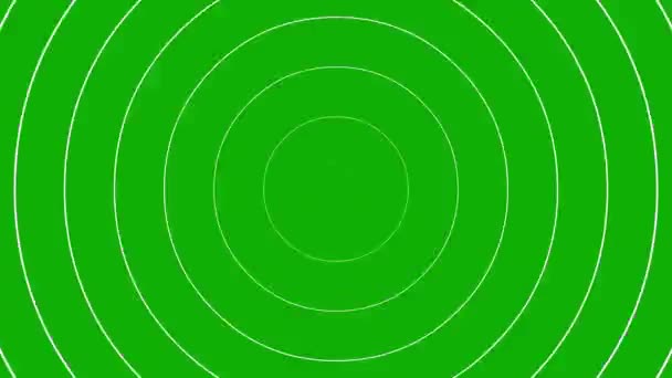 緑の画面の背景とフラッシュ円形の波の動きのグラフィック — ストック動画