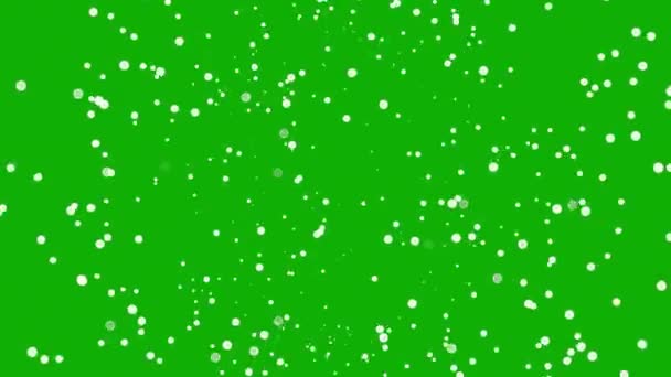 Bílé Částice Prostřednictvím Prostoru Pohybové Grafiky Zeleným Pozadí Obrazovky — Stock video