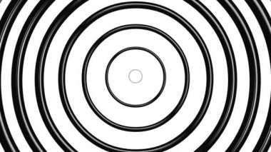 Siyah dairesel dalgaların genişletilmesi düz beyaz arkaplan ile hareket grafikleri