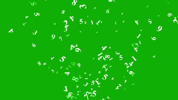 緑の画面の背景を持つデジタル番号噴水の動きグラフィックス — ストック動画
