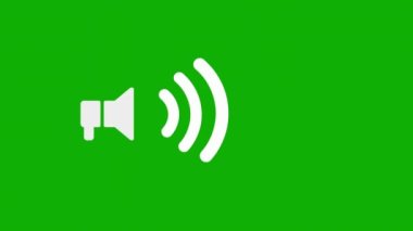 Yeşil ekran arkaplanı olan hoparlör hareketli grafiklerden ses dalgaları