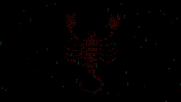 Scorpion Matrix Code Motion Graphics Met Effen Zwarte Achtergrond — Stockvideo