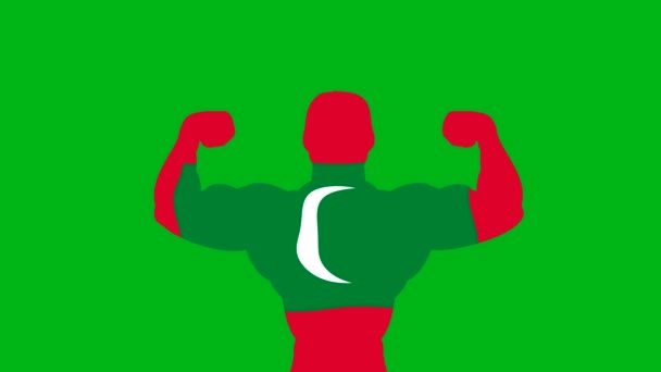 Forte Grafica Movimento Bandiera Maldive Con Sfondo Schermo Verde — Video Stock