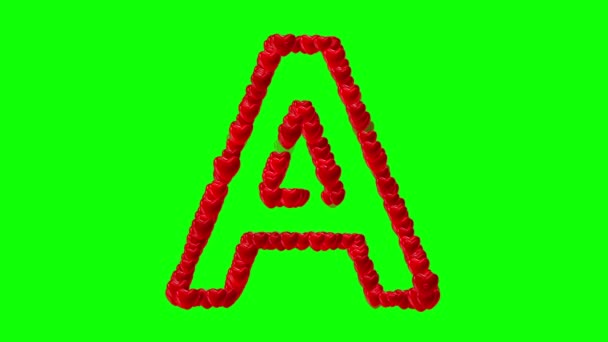 Englisches Alphabet Mit Feuerwirkung Auf Grünem Bildschirmhintergrund — Stockvideo