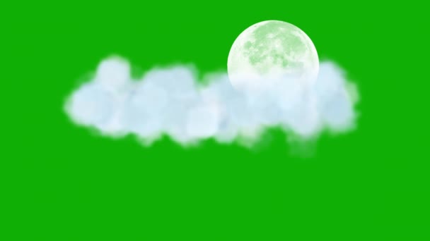 Graphiques Mouvement Lune Nuages Avec Fond Vert — Video