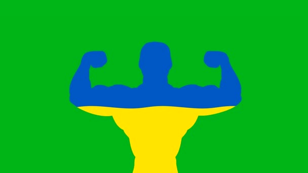 Starke Ukraine Flagge Bewegungsgrafik Mit Grünem Hintergrund — Stockvideo