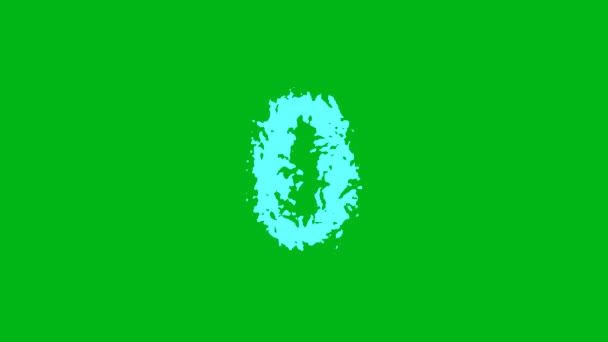 緑色の画面の背景に水の波の数0 — ストック動画