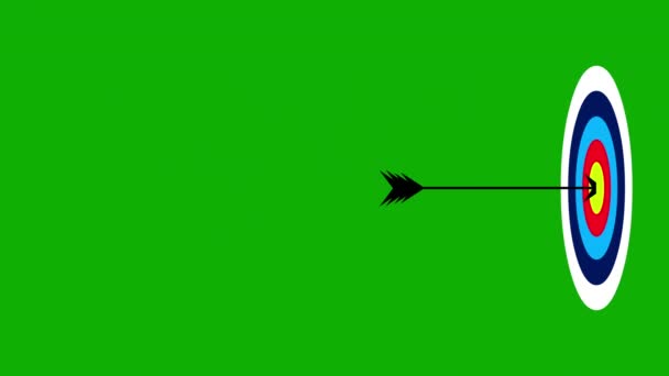 緑色の画面の背景とターゲットモーショングラフィックスを打つ矢印 — ストック動画
