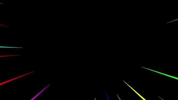 Colorful Speed Lines Motion Graphics Plain Black Background — Vídeo de Stock