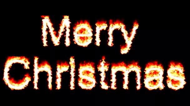 Boldog Karácsonyt Tűz Hatása Sima Fekete Háttér — Stock videók