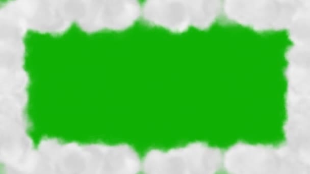 緑の画面の背景を持つ白い雲のフレームモーショングラフィックス — ストック動画