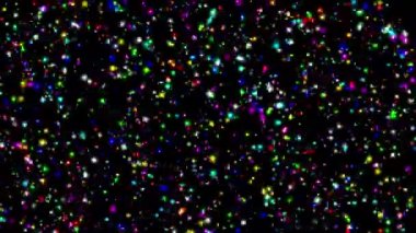 Renkli kıvılcımlar düz siyah arkaplan ile hareket grafiklerini ateşler