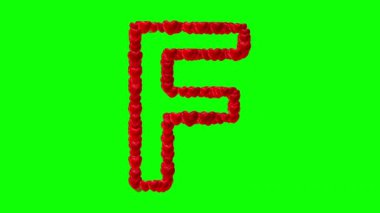 Yeşil ekranlı kırmızı kalpli İngiliz alfabesi F