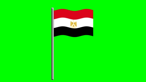 Bølget Egypten Flag Med Pol Grøn Skærm Baggrund – Stock-video