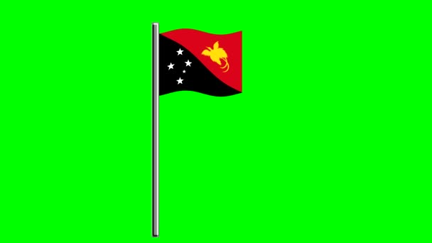 Bandiera Sventolata Papua Nuova Guinea Con Palo Sullo Sfondo Dello — Video Stock