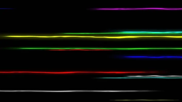 Όμορφη Απεικόνιση Των Πολύχρωμων Γραμμών Ταχύτητας Απλό Μαύρο Φόντο — Φωτογραφία Αρχείου