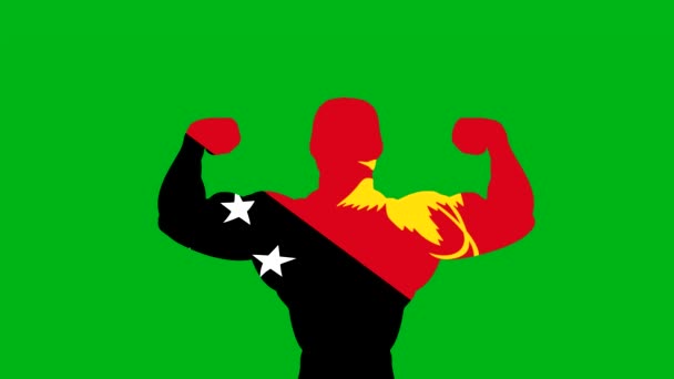 Mocna Papua Nowa Gwinea Flaga Grafika Ruchu Zielonym Tle Ekranu — Wideo stockowe