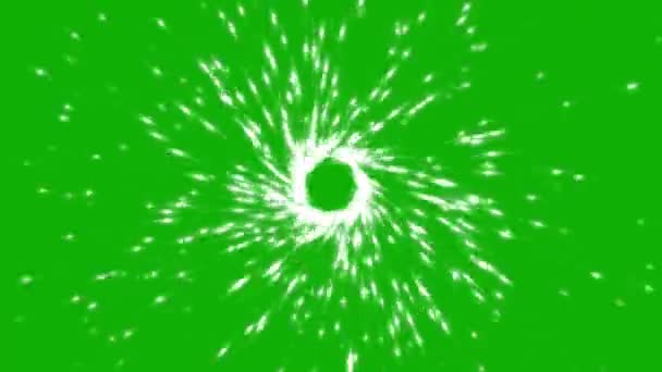 Спираль Света Полосы Движения Графики Зеленым Фоном Экрана — стоковое видео