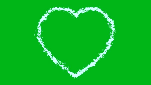 Υγρά Κύματα Σχήμα Καρδιάς Πράσινο Φόντο Οθόνη — Αρχείο Βίντεο
