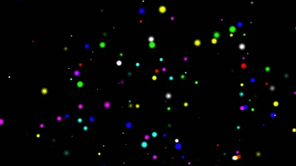 無地の黒の背景にカラフルな輝く粒子の美しいイラスト — ストック写真