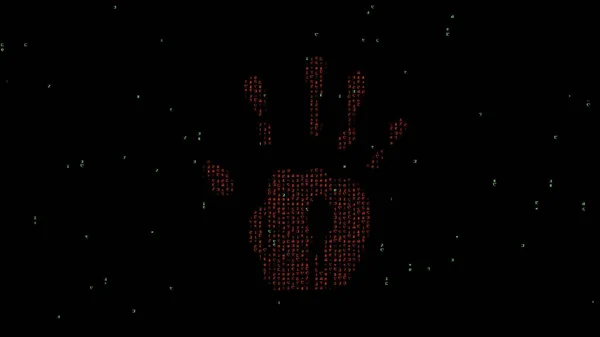 Красивая Иллюстрация Страшной Красной Руки Матричным Кодом Обычном Черном Фоне — стоковое фото