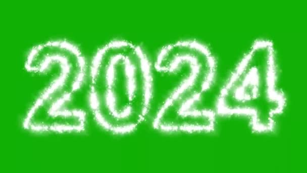 緑色の画面の背景に輝く粒子と2024 — ストック動画
