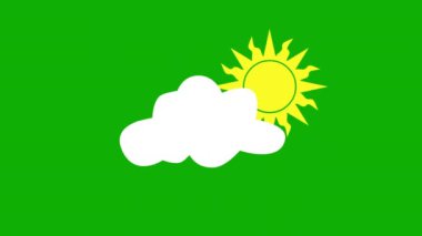 Yeşil ekran arka planına sahip güneş ve bulut hareketi grafikleri