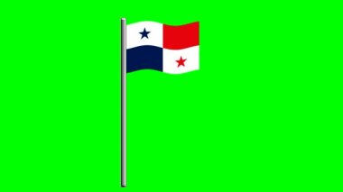 Yeşil ekranlı direkli dalgalı Panama bayrağı