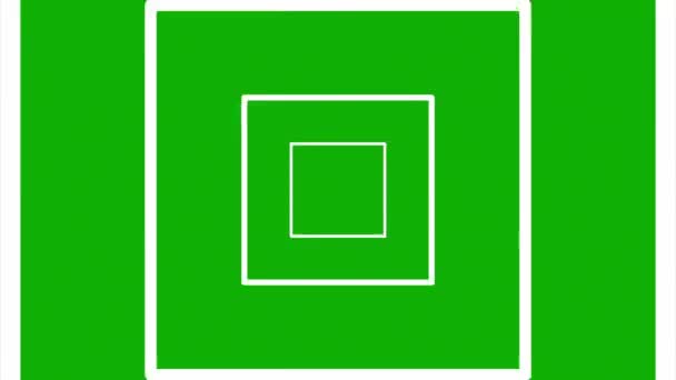 緑の画面の背景を持つ回転正方形の図形パターンモーショングラフィックス — ストック動画