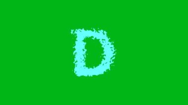 Yeşil ekran arka planında su dalgaları olan İngiliz alfabesi D