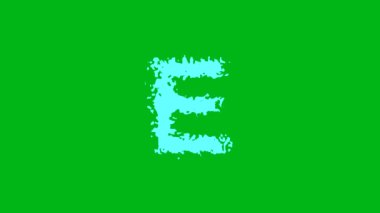 Yeşil ekran arka planında su dalgaları olan E alfabesi