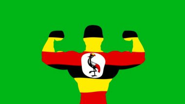 Yeşil ekran arka planına sahip güçlü Uganda bayrak hareketi grafikleri