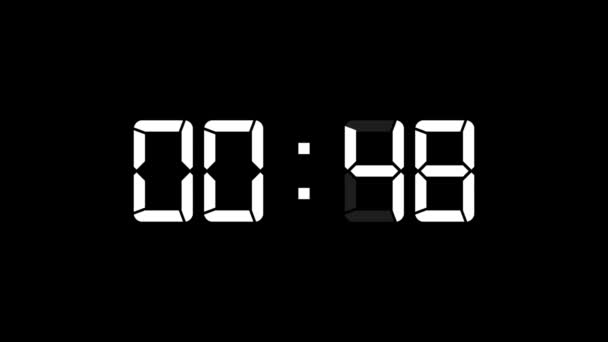Digitaler Countdown Sekunden Mit Schlichtem Schwarzem Hintergrund — Stockvideo
