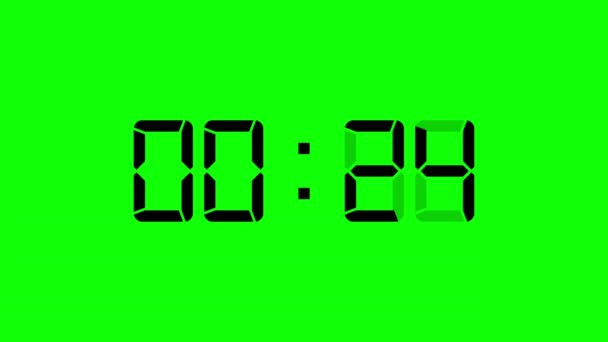 Digitale Countdown Seconden Motion Graphics Met Groene Achtergrond Scherm — Stockvideo