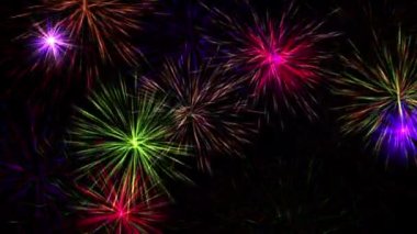 Colorful fireworks motion graphics with night background