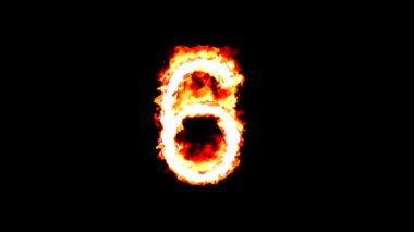 6 numara düz siyah arkaplanda ateş etkisine sahip.