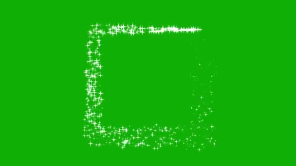 グリッターは緑の画面の背景と正方形のパスのモーショングラフィックスを輝きます — ストック動画