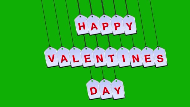 Happy Valentijnsdag Banner Motion Graphics Met Groen Scherm Achtergrond — Stockvideo