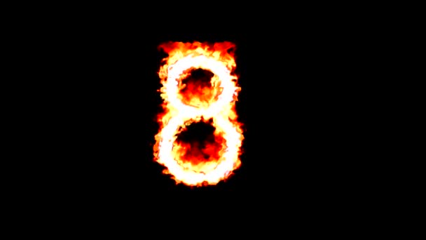 Number Fire Effect Plain Black Background — Stock Video
